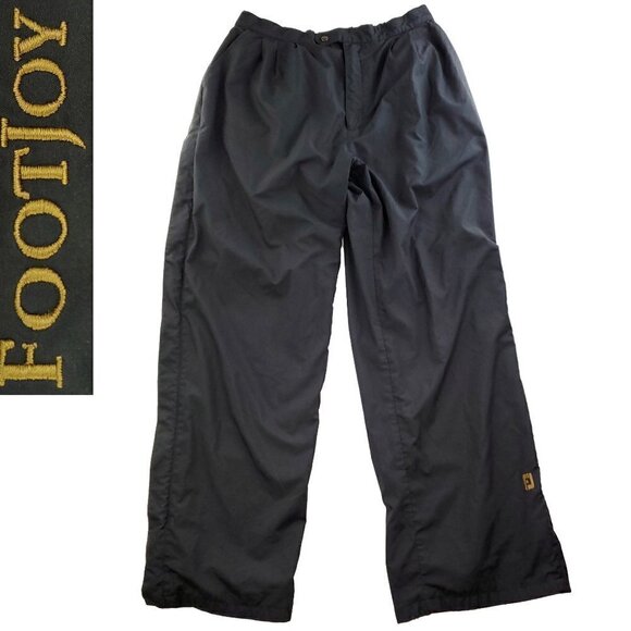 FootJoy DryJoys Golf Rain Pants Black Tear Away Zippered Snaps Men's Large - Picture 1 of 12